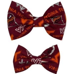 Virginia Tech logo bow ties, maroon and orange