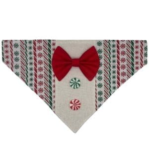Christmas dog bandana with red bow tie
