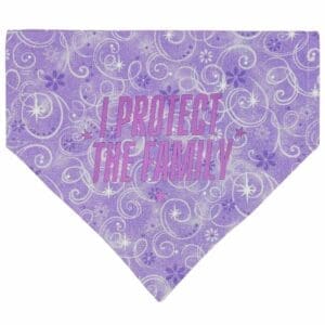Purple bandana with 'I Protect The Family' text.