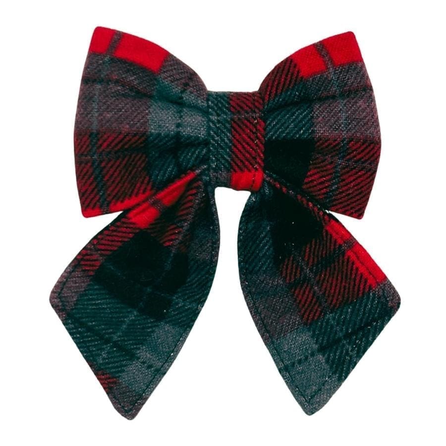 Red and black plaid bow tie