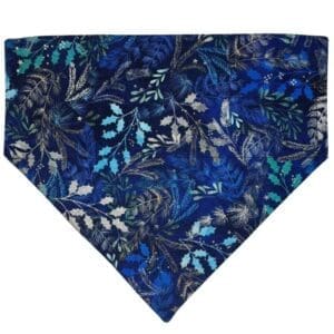 Blue leafy pattern bandana with assorted foliage design.