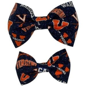 University of Virginia logo bow ties, blue and orange.