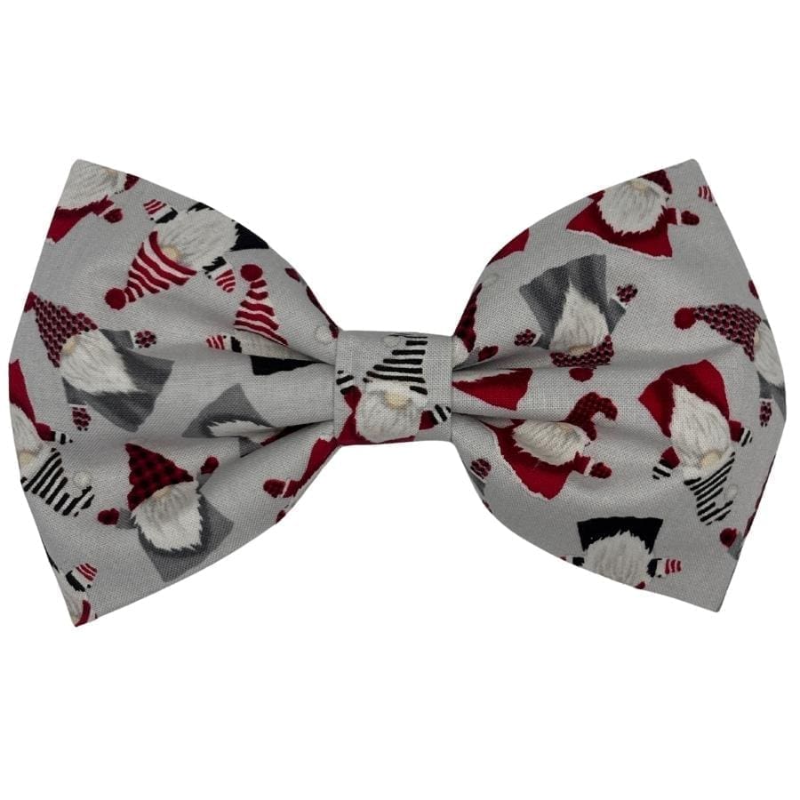 Gray bow tie with gnome pattern
