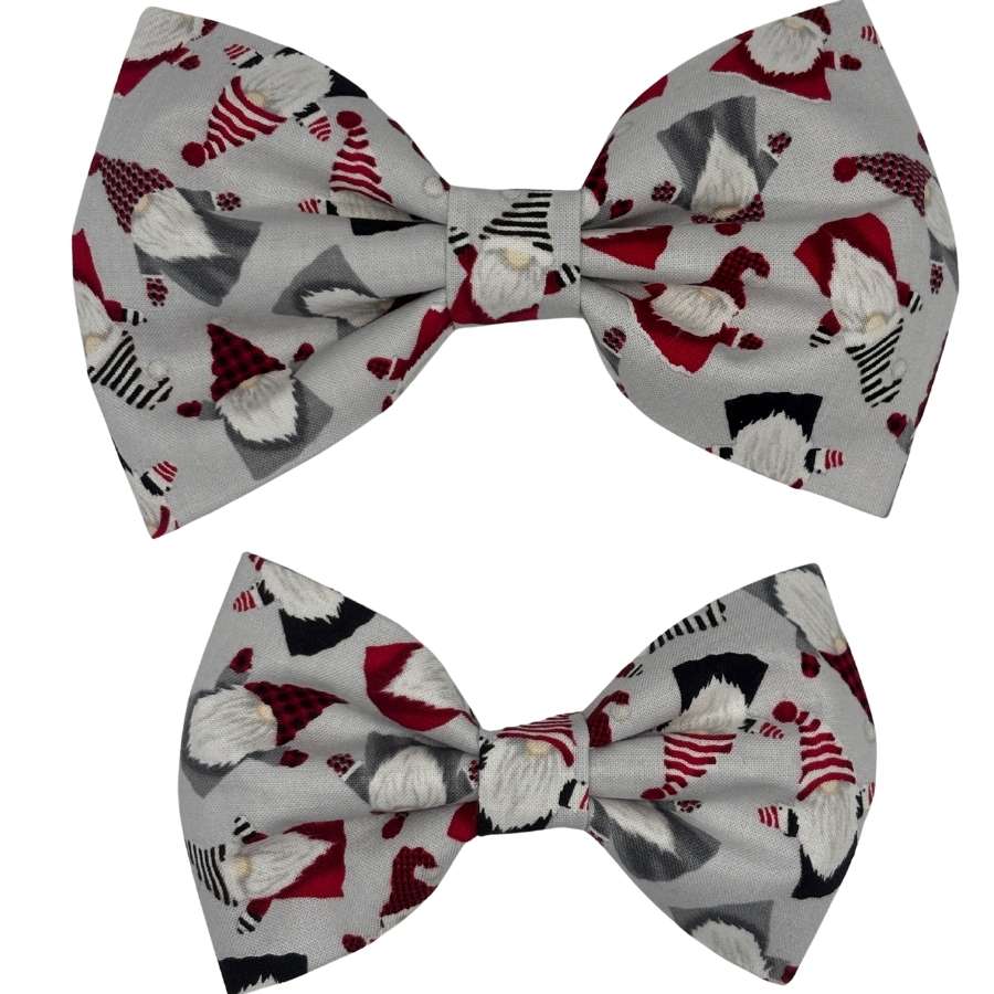Gray bow ties with Santa pattern