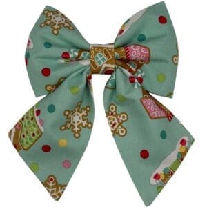 Festive bow with gingerbread house pattern
