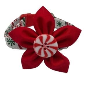 Red floral dog collar with candy center