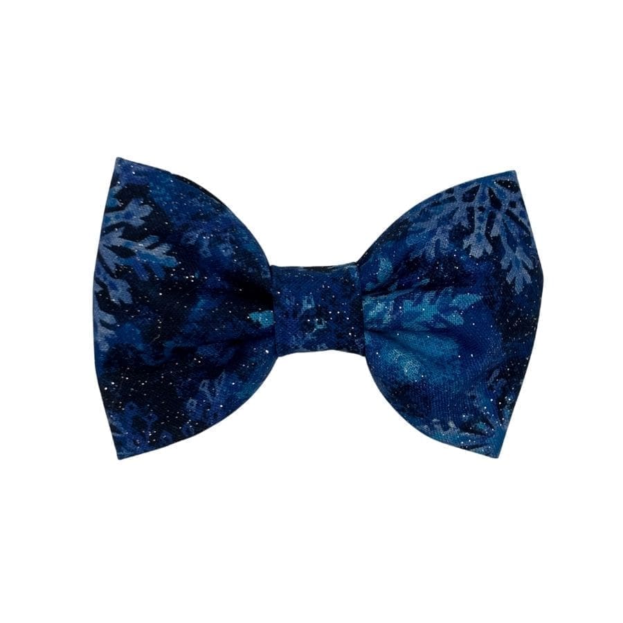 Blue bow tie with snowflake pattern