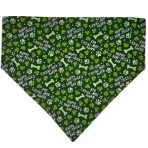 Green dog bandana with St. Paw-trick's Day theme.