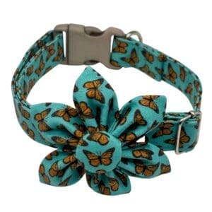 Monarch Flutter Flower Adjustable Teal Collar