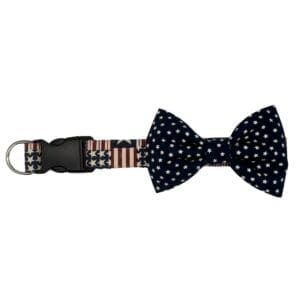 patriot patchwork bowtie collar for dogs and cats