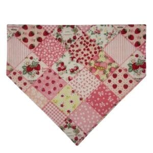 strawberry patchwork over the collar bandana