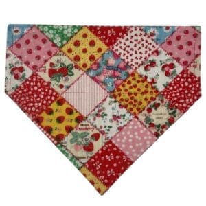 strawberry patchwork over the collar bandana