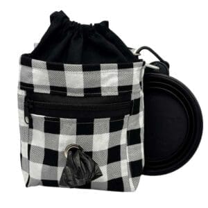 monochrome check doggy training bag