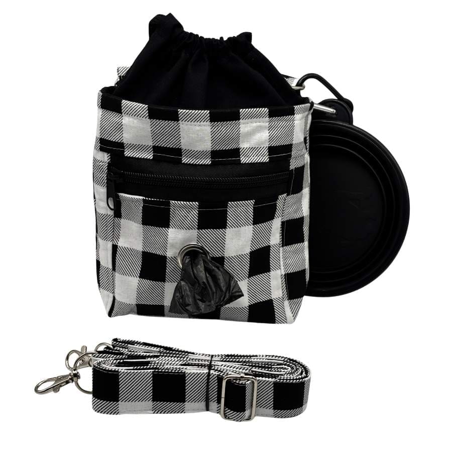 monochrome check doggy training bag