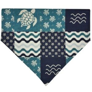 sea turtle patchwork reversible over the collar bandana