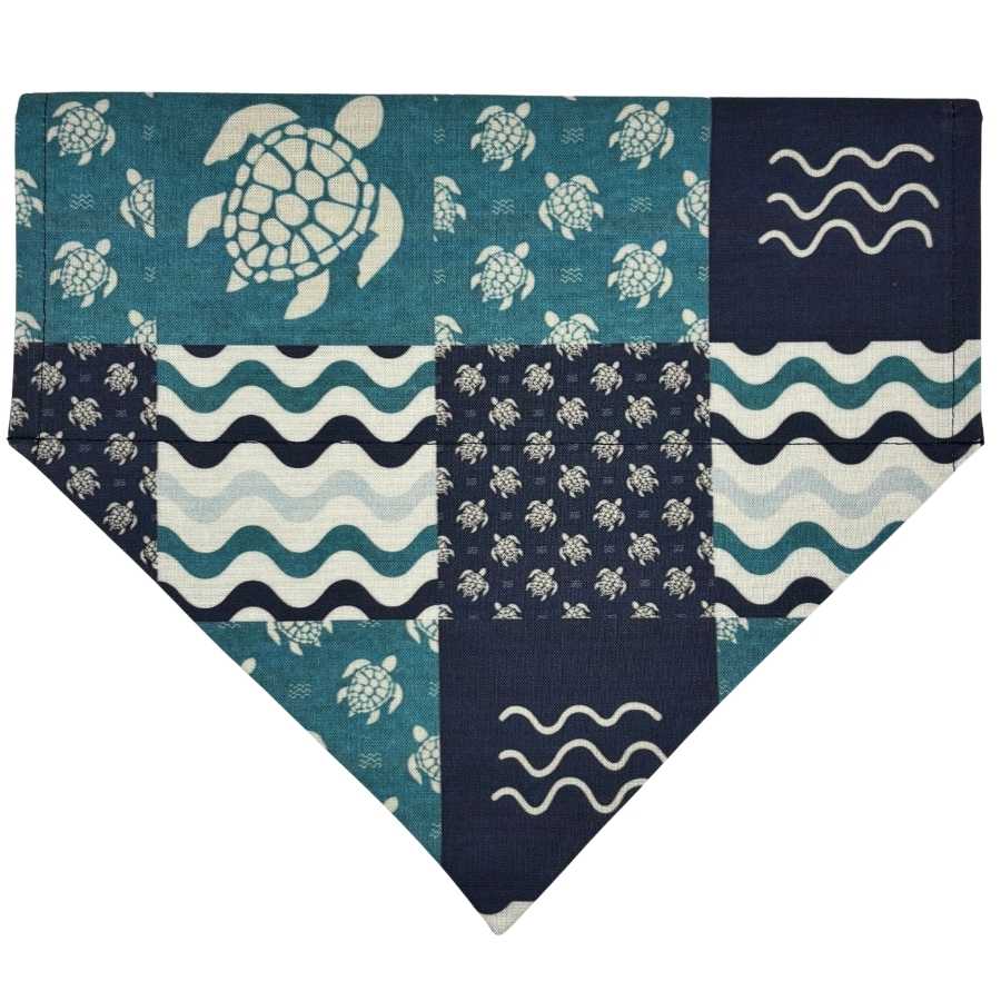 sea turtle patchwork reversible over the collar bandana