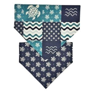sea turtle patchwork reversible over the collar bandana